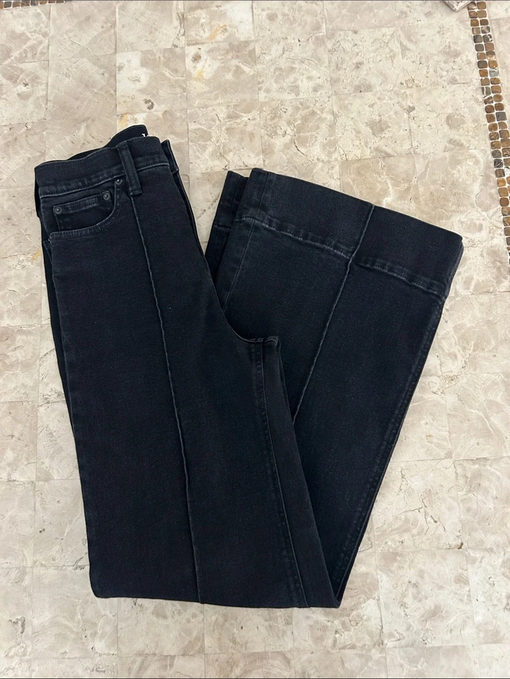 J.Crew Pintuck Wide Leg Denim Trouser - Black - Size 26